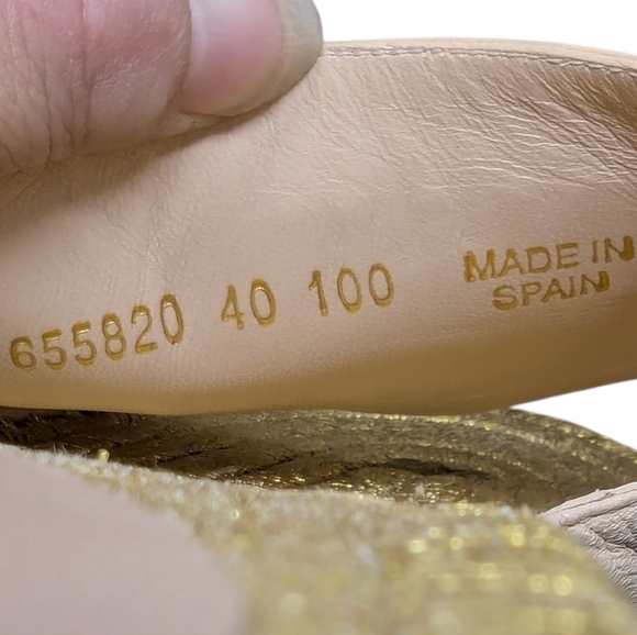 NEW Gucci GG Espadrille Slide Sandals Pink & Gold Size EU 40 - Picture 9 of 12